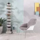 Sessel mit Metallgestell, Polypropylenstruktur und Stoffkissen - Tablet Viadurini