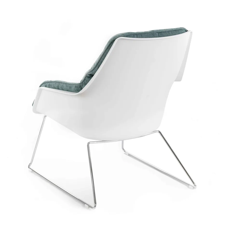 Sessel mit Metallgestell, Polypropylenstruktur und Stoffkissen - Tablet Viadurini