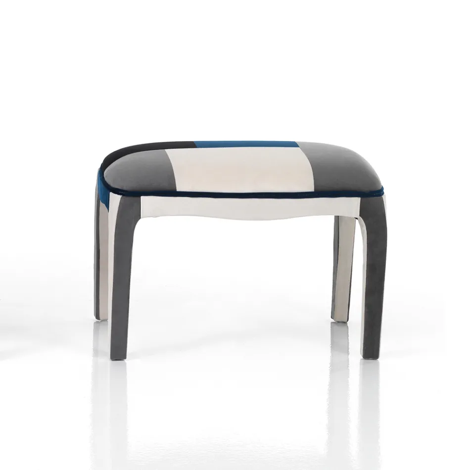 Sessel mit Pouf aus Patchworkstoff – Bromo Viadurini