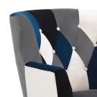 Sessel mit Pouf aus Patchworkstoff – Bromo Viadurini