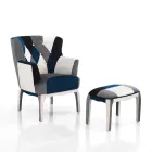 Sessel mit Pouf aus Patchworkstoff – Bromo Viadurini