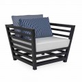 Outdoor-Sessel aus weißem oder schwarzem Aluminium und Stoffkissen - Cynthia
