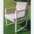 Outdoor-Sessel aus lackiertem Aluminium mit Seeseil und Teakholz - Chase Viadurini