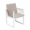 Outdoor-Sessel aus lackiertem Aluminium mit Seeseil und Teakholz - Chase