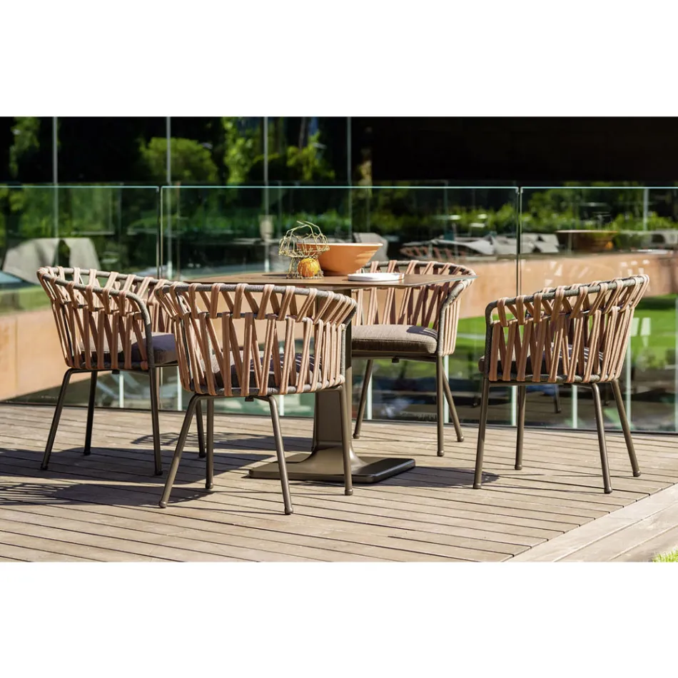 Outdoor-Sessel aus Seil, Stoff und Aluminium - Emma Cross von Varaschin Viadurini