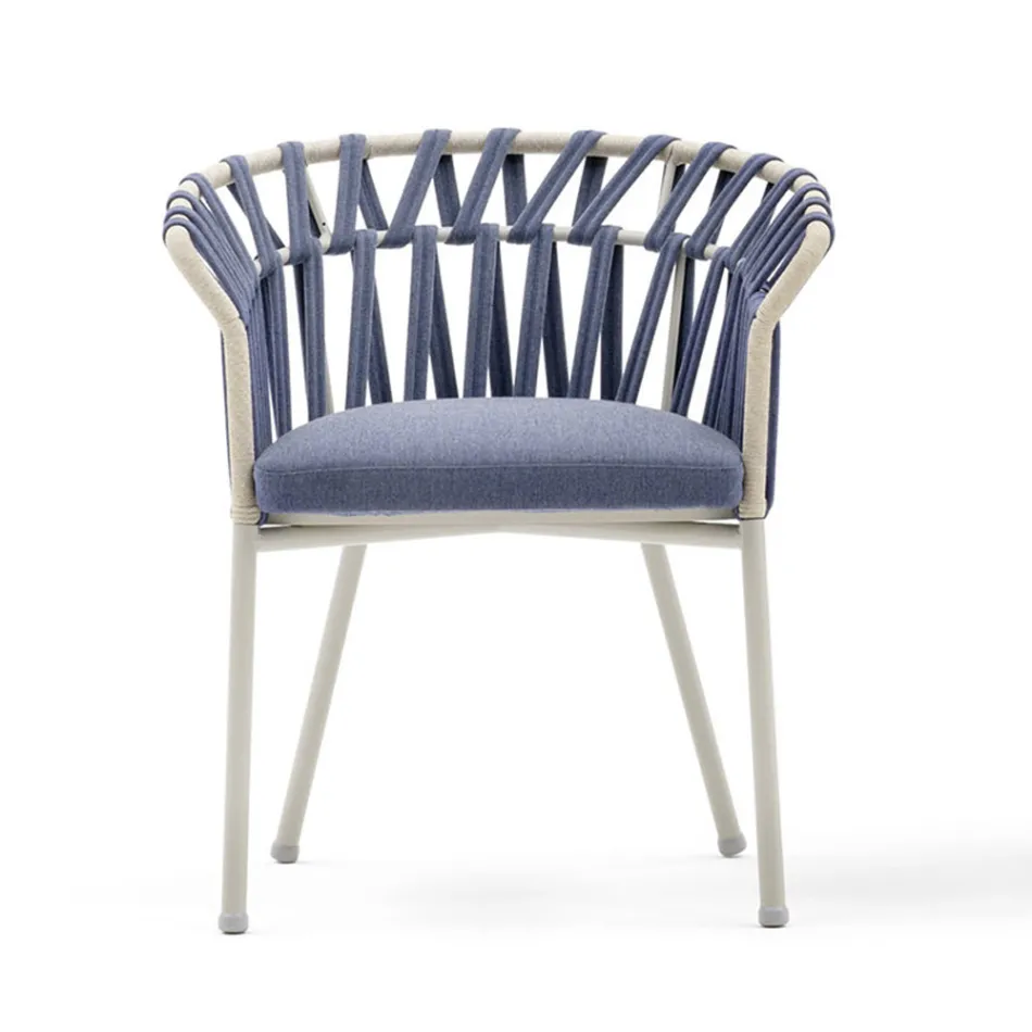 Outdoor-Sessel aus Seil, Stoff und Aluminium - Emma Cross von Varaschin Viadurini