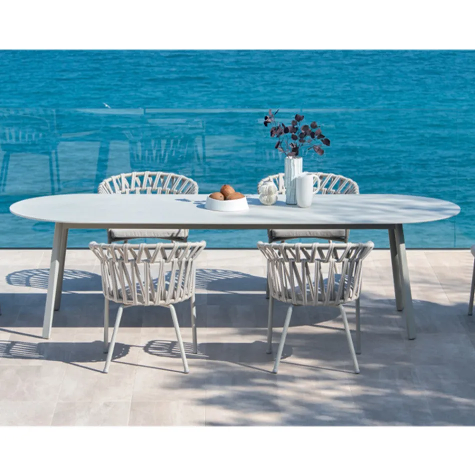 Outdoor-Sessel aus Seil, Stoff und Aluminium - Emma Cross von Varaschin Viadurini