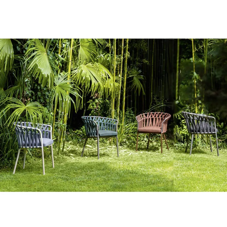 Outdoor-Sessel aus Seil, Stoff und Aluminium - Emma Cross von Varaschin Viadurini