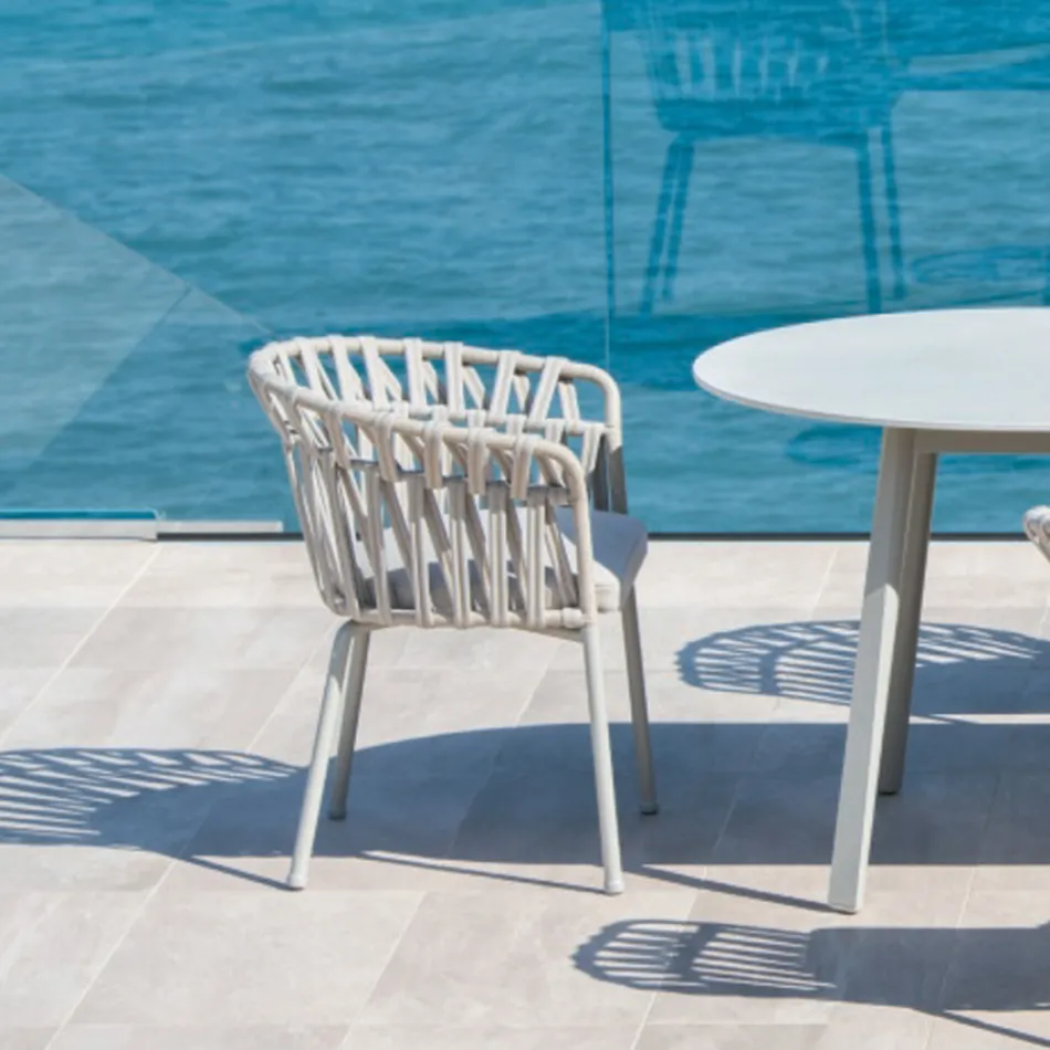 Outdoor-Sessel aus Seil, Stoff und Aluminium - Emma Cross von Varaschin Viadurini