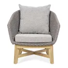 Outdoor-Sessel aus Seilgeflecht und Teakholz, Homemotion – Callum Viadurini