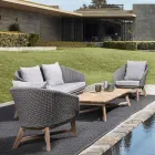 Outdoor-Sessel aus Seilgeflecht und Teakholz, Homemotion – Callum Viadurini