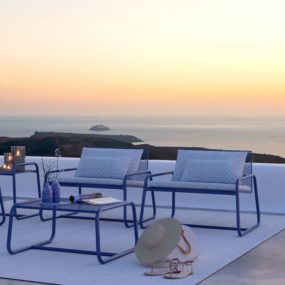 Outdoor-Sessel aus Metall mit Luxuskissen, hergestellt in Italien – Karol Viadurini