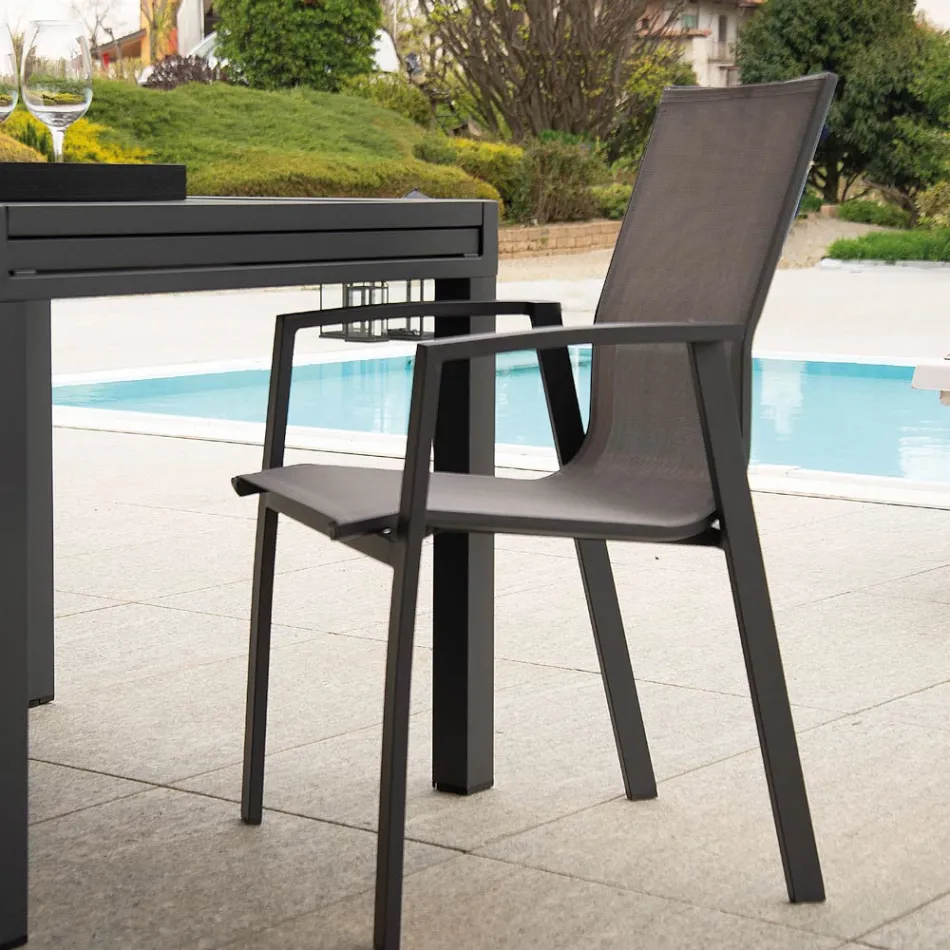 Outdoor-Sessel aus Aluminium und Textilene - Karte Viadurini