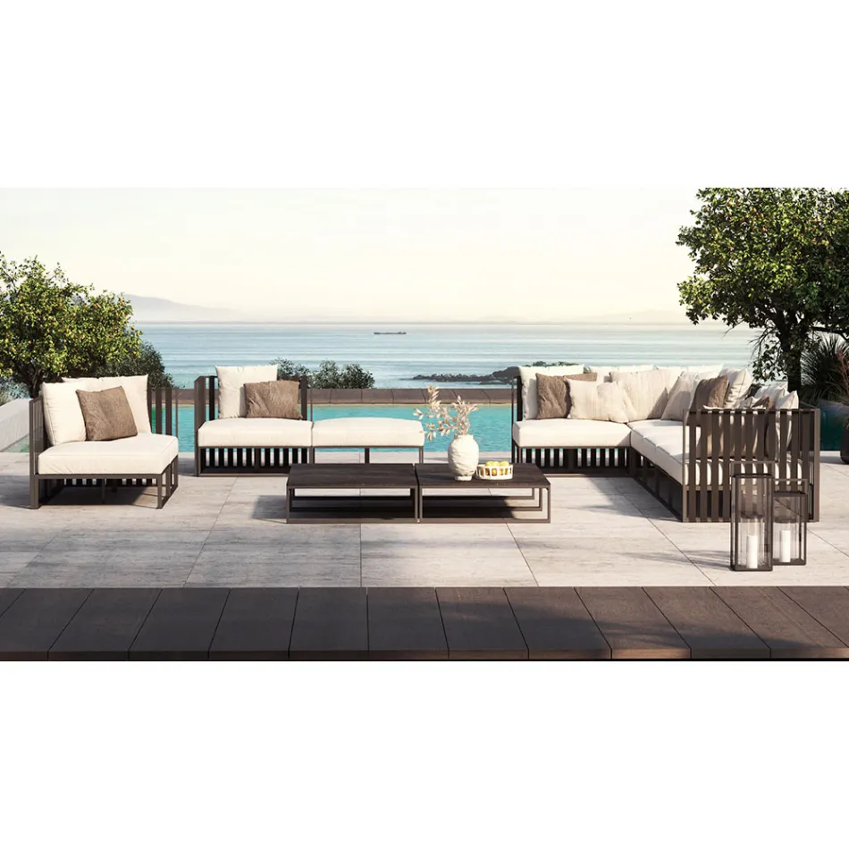 Gartensessel mit Stoffsitz und Aluminiumstruktur Made in Italy - Juliediv Viadurini