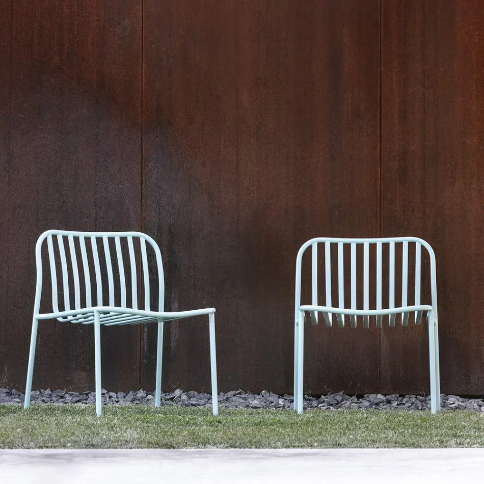 Stapelbarer Gartensessel aus Metall Made in Italy 2 Stück - Simply Viadurini