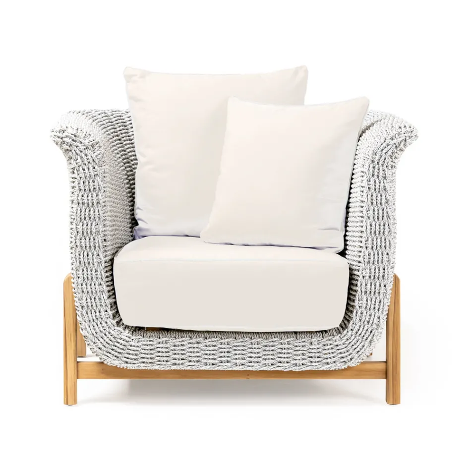Gartensessel aus Teakholz und Seilen - Arjuna Viadurini