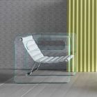 Wohnzimmersessel aus Glas und Sitz aus weißem Leder Modernes Design - Tecna Viadurini