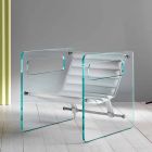 Wohnzimmersessel aus Glas und Sitz aus weißem Leder Modernes Design - Tecna Viadurini