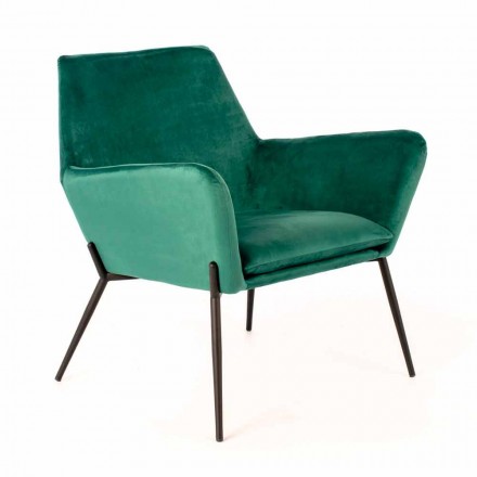 Moderner Lounge Chair aus petrolgrünem Samt und schwarzem Metall - getönt Viadurini