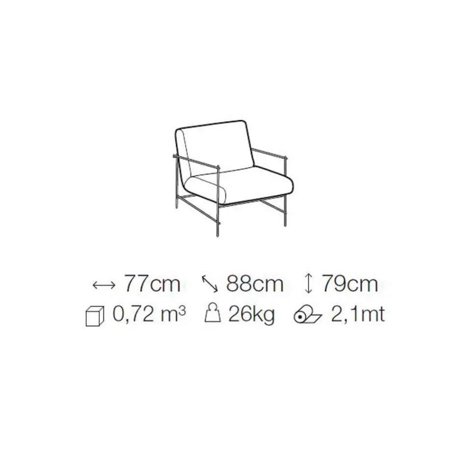 Stoff Wohnzimmer Sessel mit Metallstruktur Made in Italy - Manila Viadurini