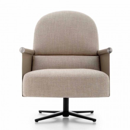 Wohnzimmer Sessel aus Stoff, Leder und Metall Made in Italy - Camomilla Viadurini