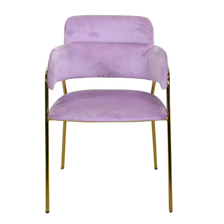 Wohnzimmersessel aus goldenem Metall und Samt - Flagge Viadurini