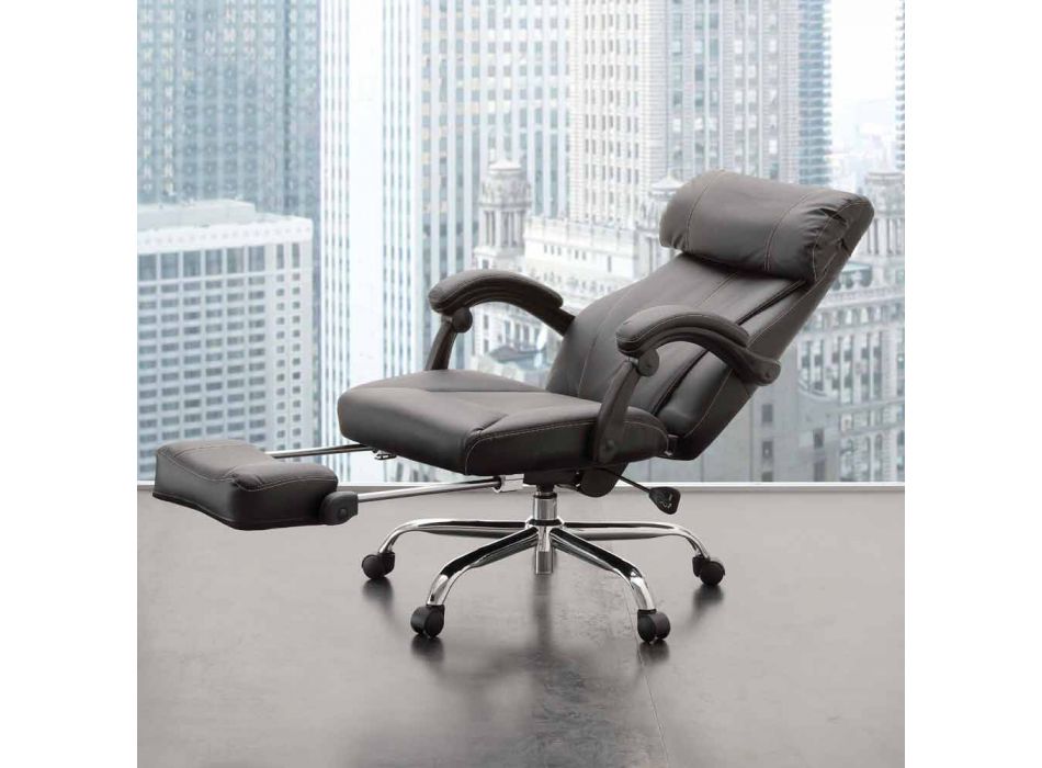 Dreh- und verstellbarer Bürostuhl aus schwarzem Kunstleder - Nazzareno Viadurini
