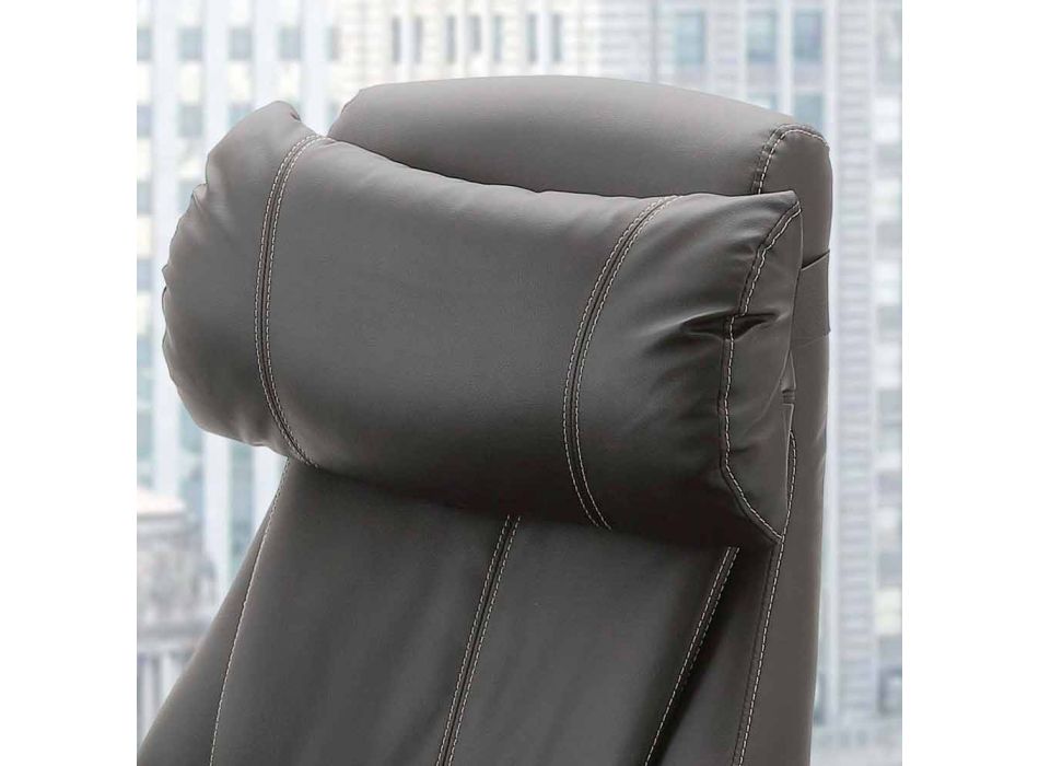 Dreh- und verstellbarer Bürostuhl aus schwarzem Kunstleder - Nazzareno Viadurini