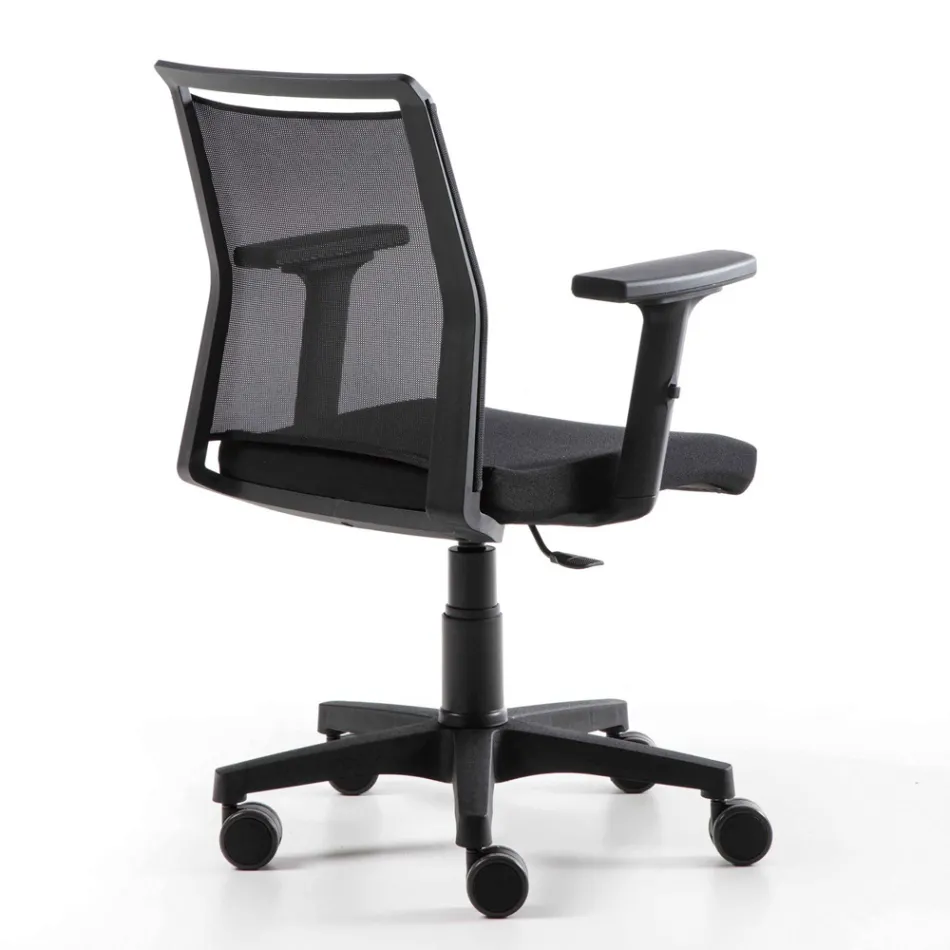 Drehbarer Büro-Sessel aus technischem Stoff und schwarzem Netz - Daria Viadurini