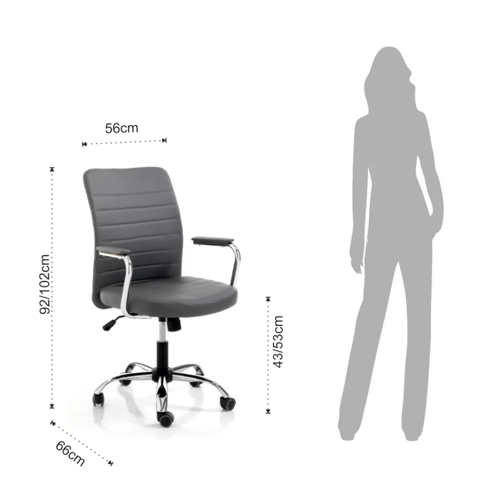 Leder-Bürosessel und verstellbarer Gaslift – Radon Viadurini