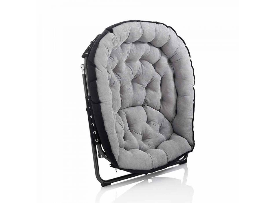 Design Sessel aus hellgrauem Samt mit schwarzer Metallstruktur - Tronia Viadurini