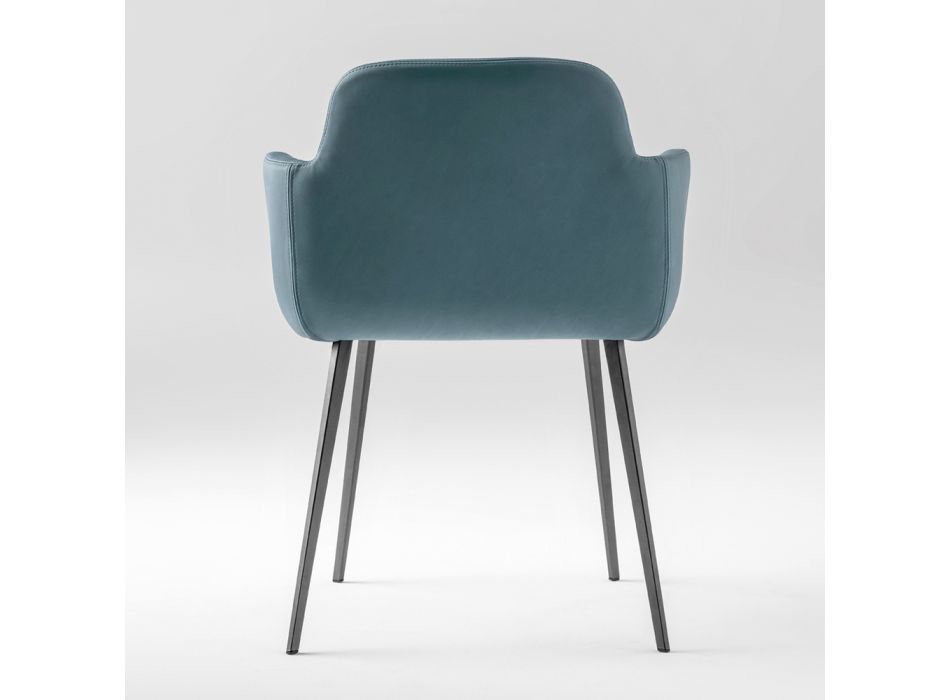 Hochwertiger Sessel aus Leder und lackiertem Metall, hergestellt in Italien – Molde Viadurini