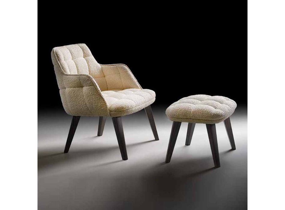 Design Sessel aus Stoff gepolstert mit Holzbeinen Made in Italy - Clera Viadurini