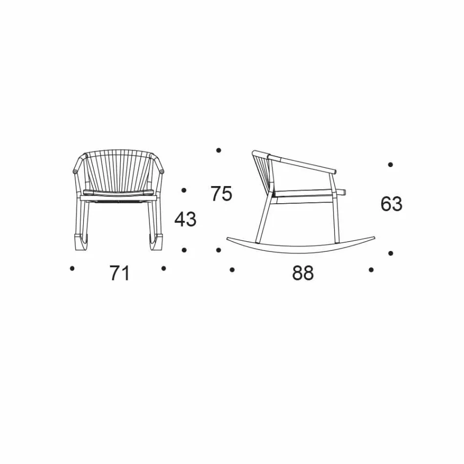 Garden Rocking Armchair Massiver und gepolsterter Stoff - Smart von Varaschin Viadurini