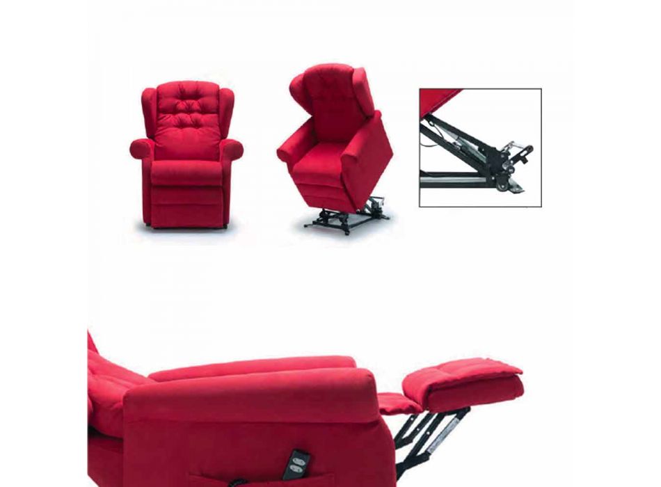 Elektrischer Sessel mit Hub- und Entspannungsfunktionen mit 2 Motoren Made in Italy - Marlene Viadurini