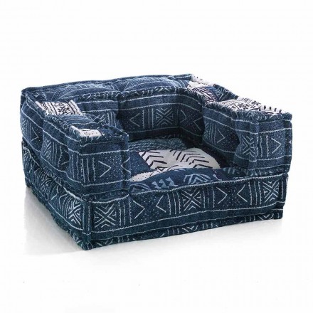 Ethnic Lounge Armchair aus Patchworkstoff und Samtfaser Viadurini