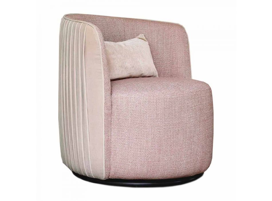 Drehbarer Wohnzimmer-Sessel aus Stoff und Schwarzmetall Made in Italy - Lavendel Viadurini