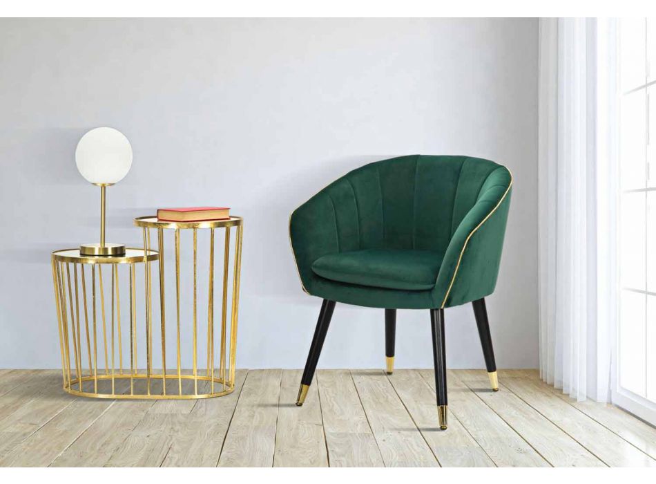 Gepolsterter Sessel aus Holz und Stoff im modernen Design - Maddy Viadurini