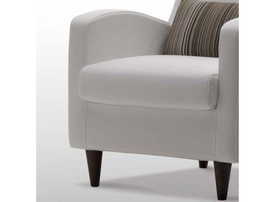 Sessel aus weißem Stoff mit Holzfüßen Made in Italy - Lorena Viadurini