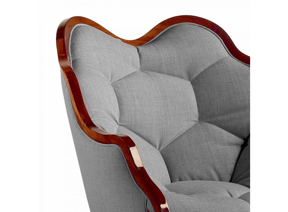 Sessel in Stoff und Massivholz Design, Made in Italy, Begga Viadurini