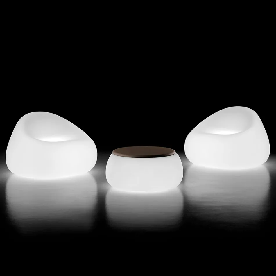 Leuchtender Outdoor-Sessel mit LED-Licht aus Polyethylen, hergestellt in Italien – Ervin Viadurini