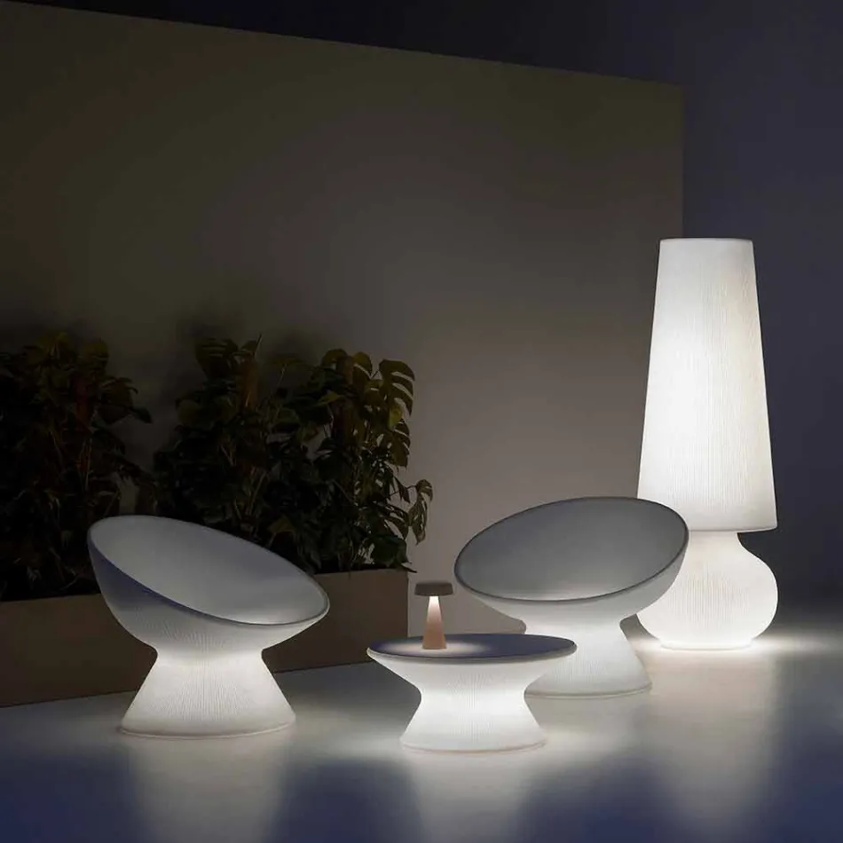 Leuchtender Outdoor-Sessel aus Polyethylen mit LED-Licht Made in Italy - Desmond Viadurini