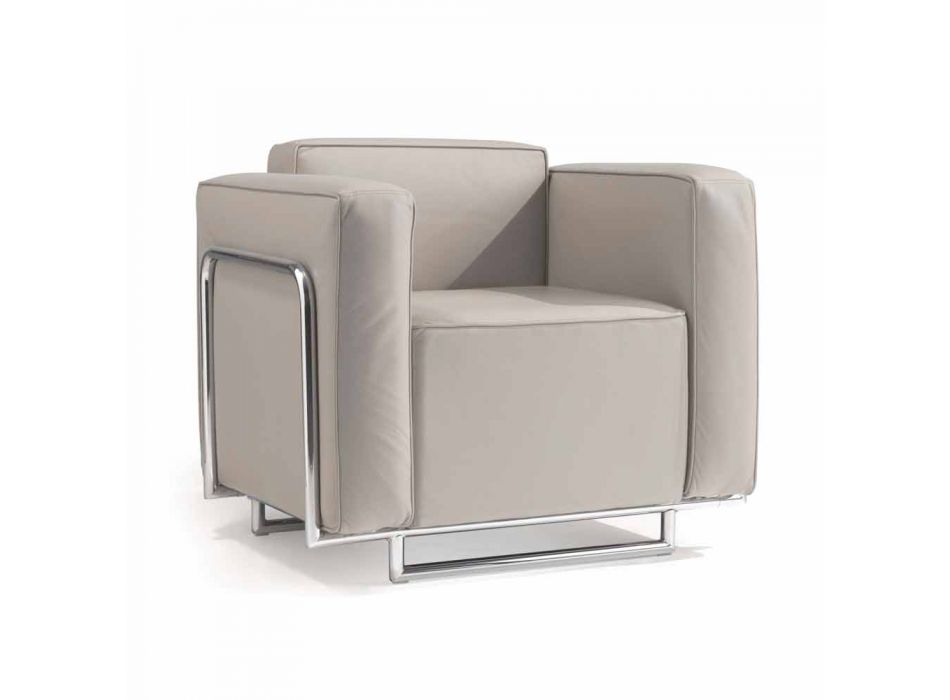 moderne Sessel in Kunstleder und Chrom Struktur Bugle Viadurini
