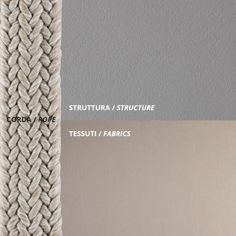 Outdoor-Sessel aus Stahl und Seil mit Kissen Made in Italy - Helga Viadurini