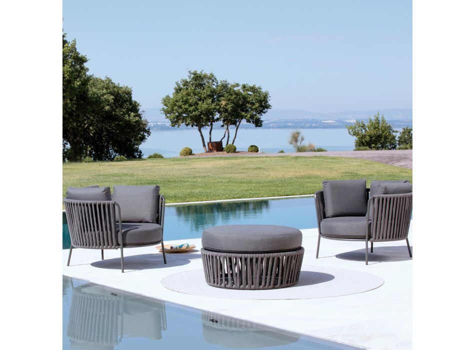 Outdoor-Sessel aus Stahl in verschiedenen Größen und Kissen inklusive Made in Italy - Bronn Viadurini