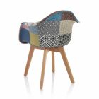 Patchwork Design Sessel aus Stoff mit Holzbeinen, 2 Stück - Selena Viadurini