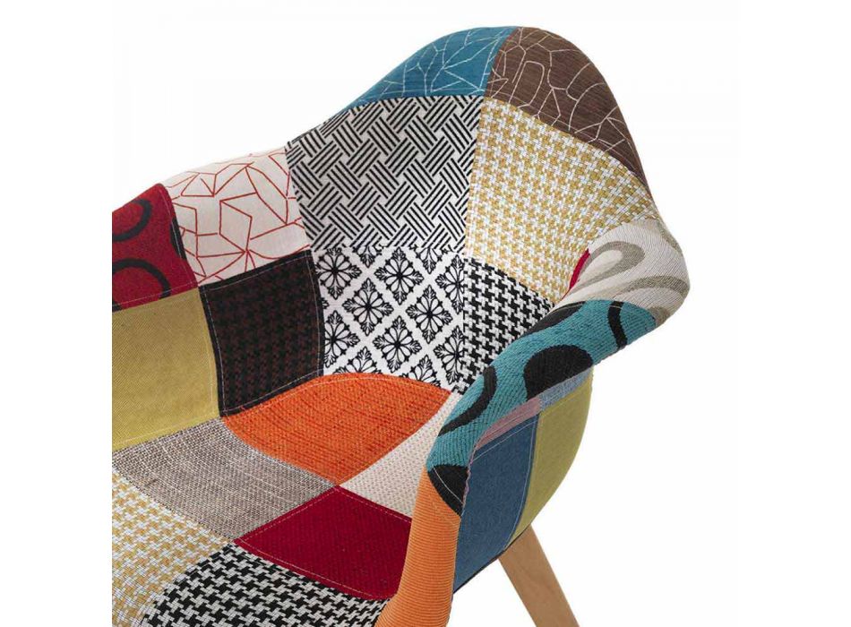Patchwork Design Sessel aus Stoff mit Holzbeinen, 2 Stück - Selena Viadurini