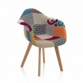 Patchwork Design Sessel aus Stoff mit Holzbeinen, 2 Stück - Selena