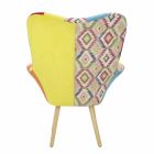 Moderner Design-Patchwork-Sessel aus Stoff und Holz - Karin Viadurini