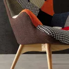 Sessel Mehrfarben Patchwork mit Massivholzbeinen Veronica Viadurini